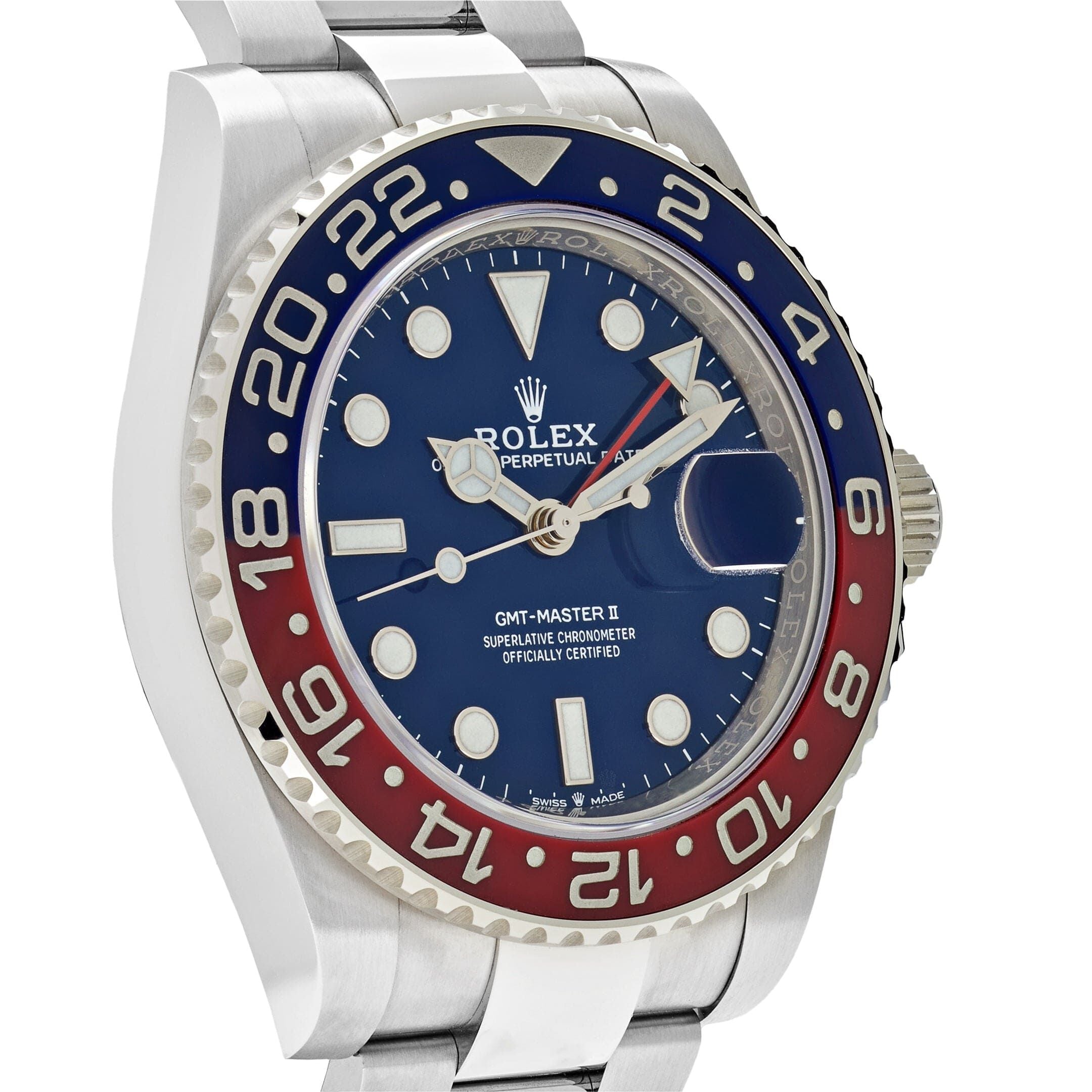 Rolex GMT-Master II 126719BLRO 'Pepsi' Ouro Branco Mostrador Azul